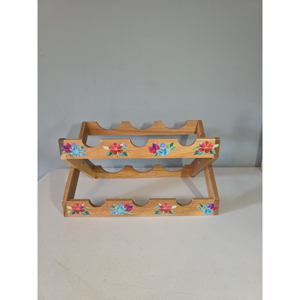 Pioneer Woman Wood Rolling Pin Holder Wine Rack Spring Bouquet